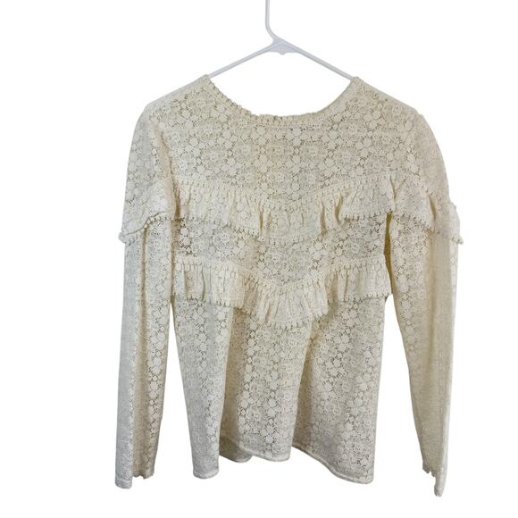 Sezane Ninon Long Sleeve Ruffle Lace Blouse Victorian Cottagecore Boho Size 40 8 - Picture 2 of 10